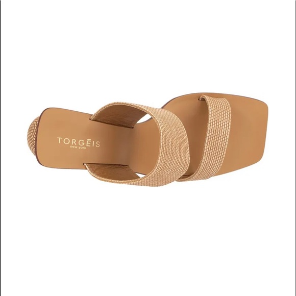 Womens Sandals size 7; Torgeis Yara Orb Kitten Heel; Beige Woven SOLD OUT VHTF - Picture 5 of 6
